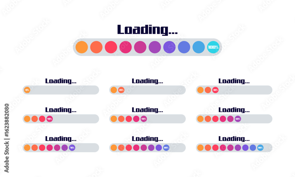 Fototapete set of loading bar vector illustration. progress visualization. loading status collection. web desig