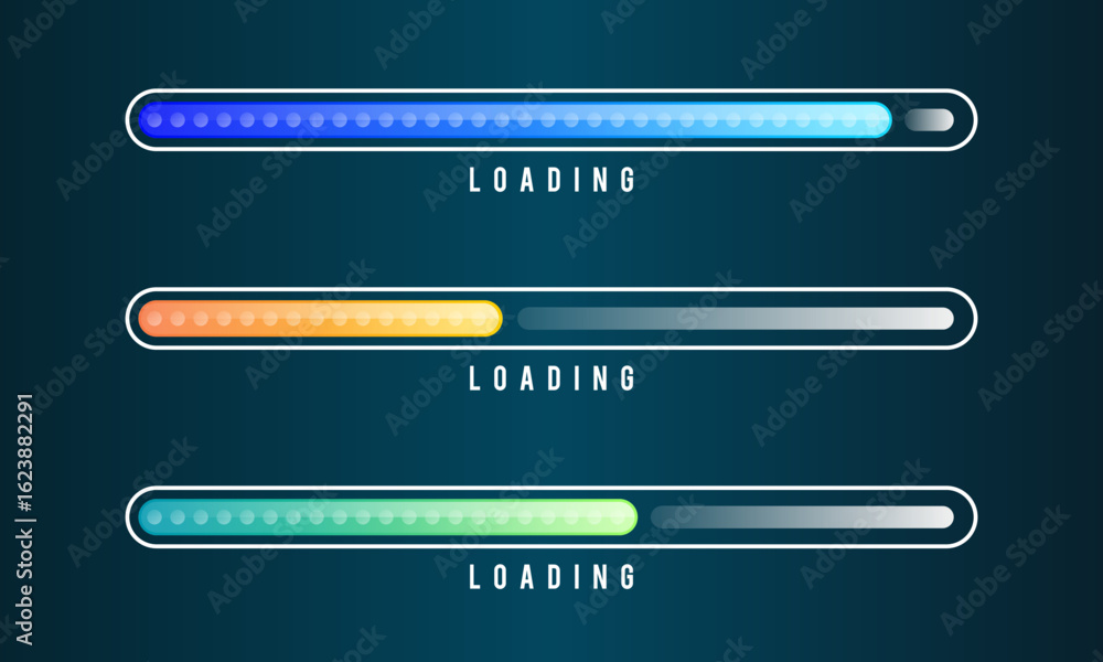 Aufkleber set of loading bar vector illustration. progress visualization. loading status collection. web desig