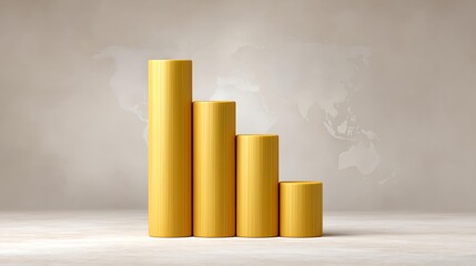 Tariff and global recession concept, A minimalist yellow bar graph displaying growth and progress.