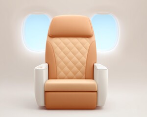 Premium economy class concept, A modern airplane seat with a stylish design and comfort features.