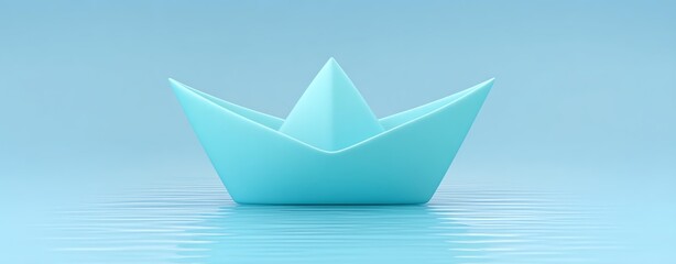 A serene paper boat floating gently on calm water.