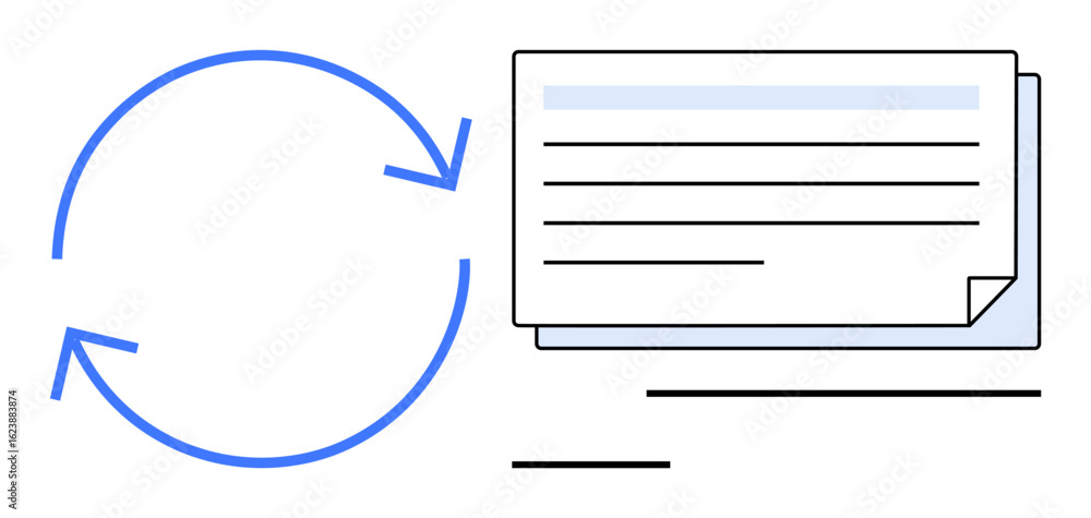 Aufkleber circular arrows suggest workflow or repetition alongside stacked documents symbolizing collaboration