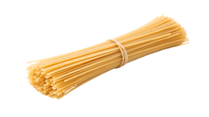 bunch of uncooked spaghetti on white background isolated on white background