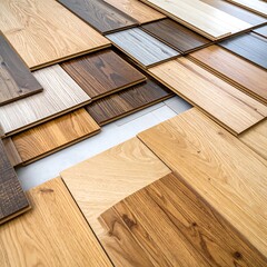 Assorted wood flooring samples displayed
