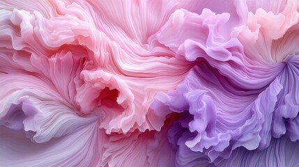 Abstract swirls of pastel pink and purple flowing fabric, digital art