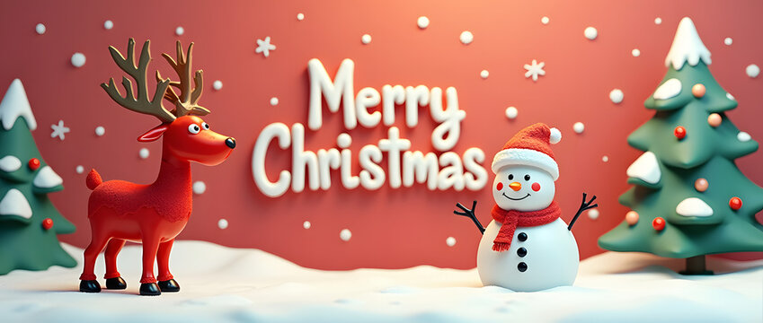 Carte de vœux ou fond d'écran "merry christmas" fond rouge 