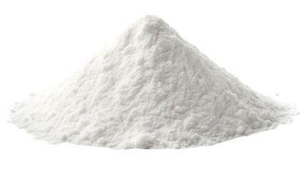 heap or pile of white baking soda powder isolated on transparent background. sodium cooking food ingredient culinary kitchen household carbonate or bicarbonate product alkaline recipe neutralizer