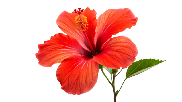 hibiscus flower isolated vibrant blossom in full bloom budding symbol of spring plant freshness captured in red hue nature tropical beauty transparent background