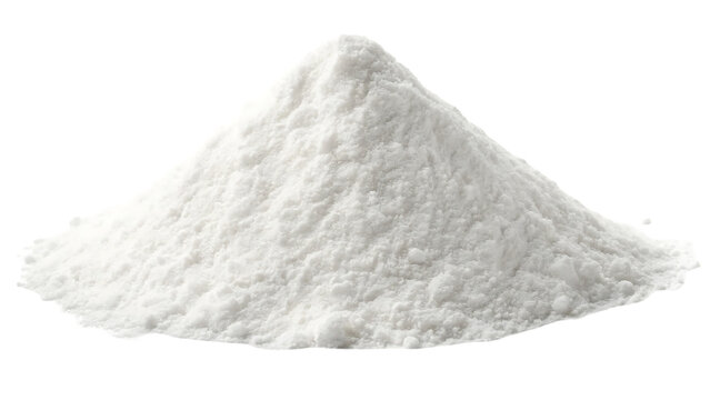heap or pile of white baking soda powder isolated on transparent background. sodium cooking food ingredient culinary kitchen household carbonate or bicarbonate product alkaline recipe neutralizer