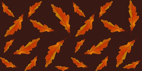 background, seamless pattern autumn colors oak leaves