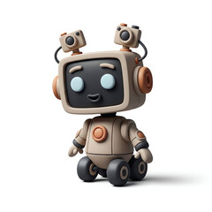 Charming Retro Robot: A 3D Rendered Digital Companion