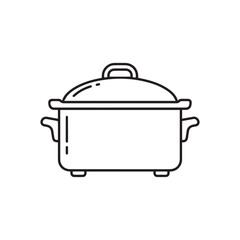 Simple line drawing of a covered cooking pot.