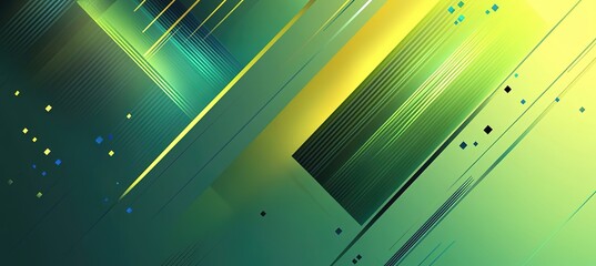 Modern vector background with geometric shapes in green, yellow, blue, and black, dynamic angles and contrasting colors for digital marketing or social media banners, high-resolution illustration addi