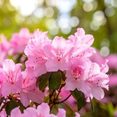 Obraz premium Close-up of beautiful pink azalea flowers