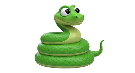 Fototapeta premium 3D Cartoon Snake Character on Transparent Background