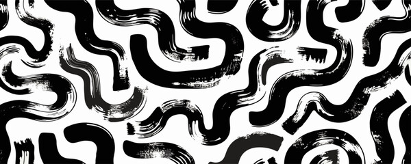 Abstract Black and White Brush Stroke Pattern