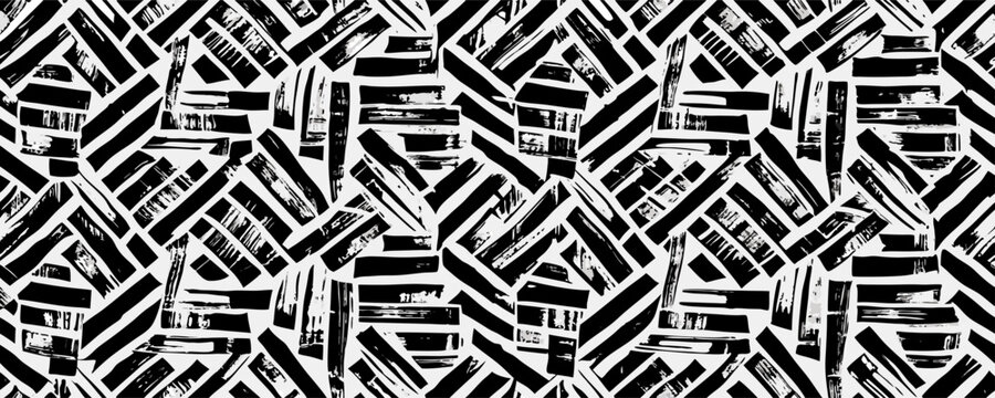 Abstract Black and White Geometric Pattern: Diagonal Lines and Shapes Texture