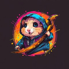 Cool Hamster with Sickle in Hoodie