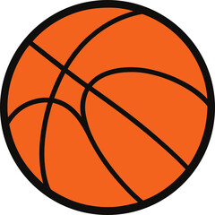 Simple orange basketball isolated on transparent background