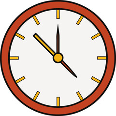 Close up of a clock face with red border isolated on transparent background
