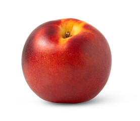 Juicy nectarine peach fruit isolated on white background. Full depth of field. Not AI.