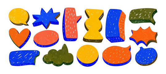 Colorful Hand-Drawn Speech Bubbles & Shapes Set
