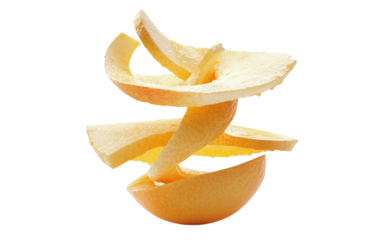 Abstract apple core transforming into a winding spiral with smooth organic motion isolated on transparent background PNG