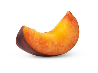 Nectarine or plum slice, isolated with clipping path and full depth of field. Not AI.
