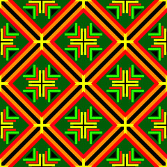 Obraz premium Red and yellow seamless cross pattern with medical and symbolic design elements