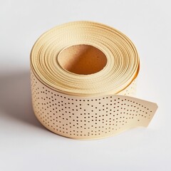 Roll of beige perforated paper tape image photo