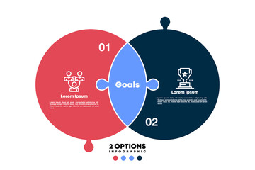 Vector circle arrows puzzle infographic, cycle diagram goals, presentation chart. Business concept with 2 options, parts, steps, processes. Vector Eps	