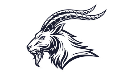 Detailed goat head black outline