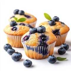 Freshly Baked Blueberry Muffins with Fresh Berries