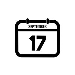 September 17 calendar icon. September 17 day icon. September 17 agenda illustration. vector calendar icon