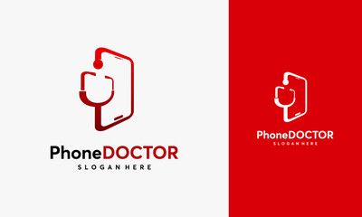 Phone Service Logo template designs, Phone Doctor logo vector illustration, Doctor App logo