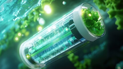 Bio-Battery in Water, Surrounded by Microorganisms