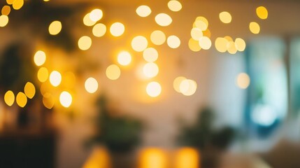 Blurred indoor scene with warm lights