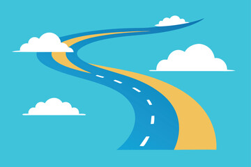 stylized-aerial-view-of-a-curved-highway-disappear.eps