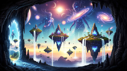 Celestial Islands and Cosmic Beings A Visionary Landscape