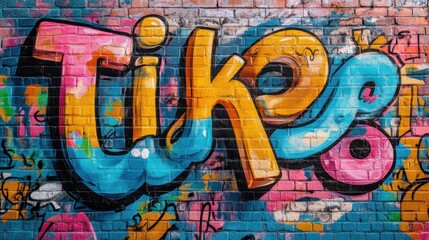 Obraz premium A lively street art interpretation of the TikTok logo, full of energy and color in a cozy setting