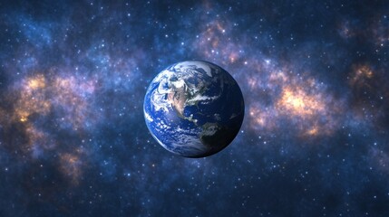 Obraz premium Earth in space, surrounded by stardust and nebulae