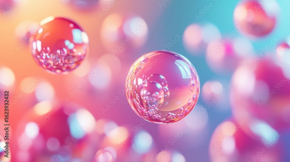 Poster 3d spheres floating on soft gradient background