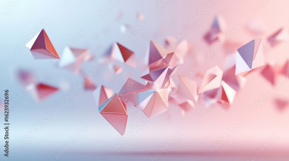 Poster floating abstract polygons in clean environment
