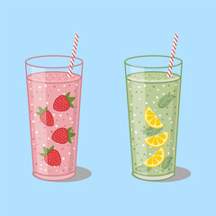 Fresh Berry and Citrus Smoothie Drinks Set