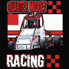 White and painted racing car. Isolated in white background, for t-shirt design, print. and for business purposes.