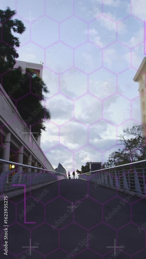 Poster animation of data processing over bridge