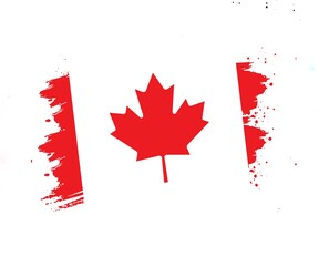 Abstract brushstroke texture of the national flag of Canada on a white background. Canada flag illustration isolated on white background 
