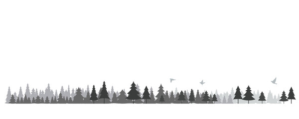 針葉樹のシルエットのイラスト　背景イラスト	