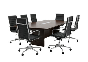 Modern Conference Table with Leather Chairs – Sleek Corporate Elegance