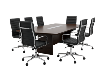 Modern Conference Table with Leather Chairs – Sleek Corporate Elegance